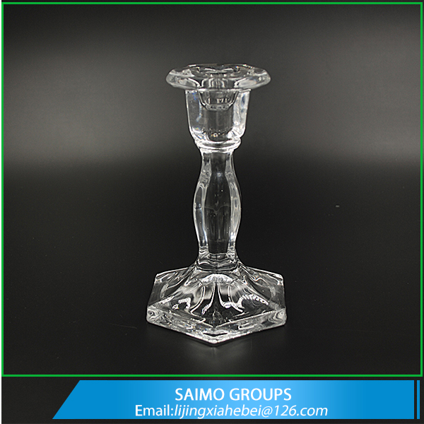 SM-5250-0 Tall Hexagonal Shaped Glass Candlesticks Wholesale For Wedding