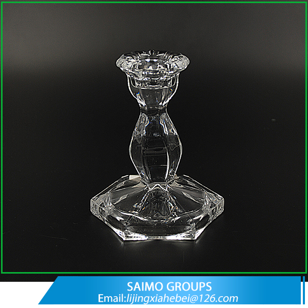 SM-5250-0 Tall Hexagonal Shaped Glass Candlesticks Wholesale For Wedding