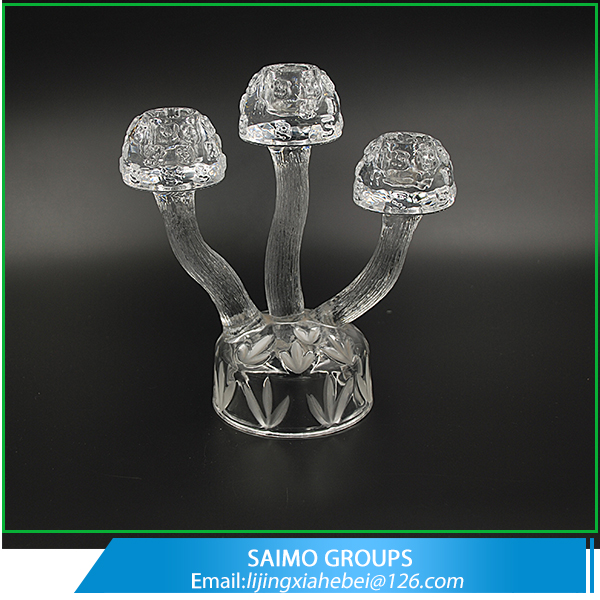 SM-1384-0 3 Arm Mushroom Shape Long Stemmed Candle Holder