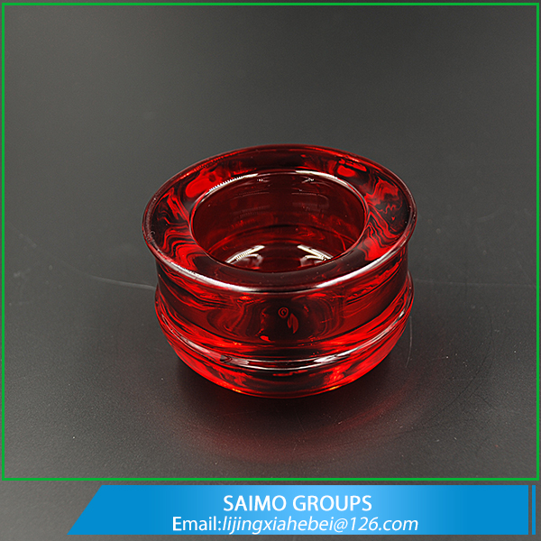 SM-1318-0 Home Decoration Red thick Bottom Bell Round Shape Glass Tea Light Candle Holder