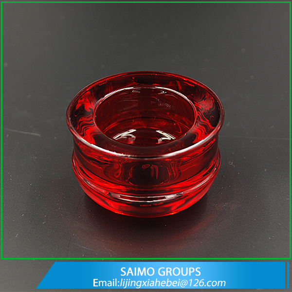 SM-1318-0 Home Decoration Red thick Bottom Bell Round Shape Glass Tea Light Candle Holder